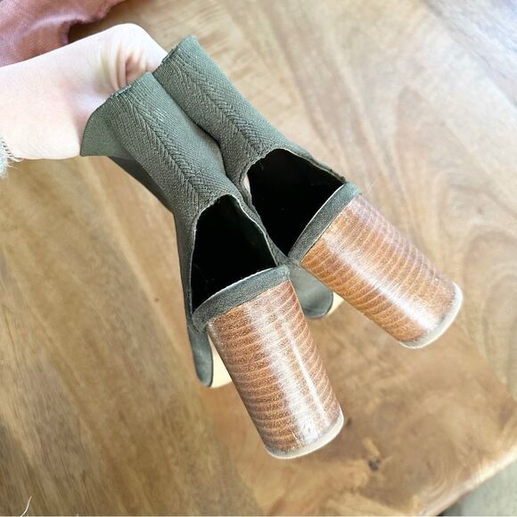 Steve Madden Sunnie Open Toe Cutout Ankle Sock Bootie Olive Green Women's 6.5 M - Picture 6 of 10